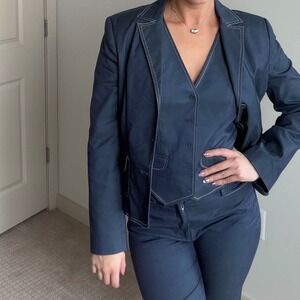 Vintage Y2K BCBG Three Piece Suit Set with Blazer, Vest and Low Rise Pants